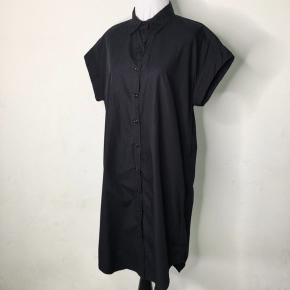Prospective Flow Women's Black Short Sleeve Button Down Shirt Dress Size Small - Picture 7 of 16